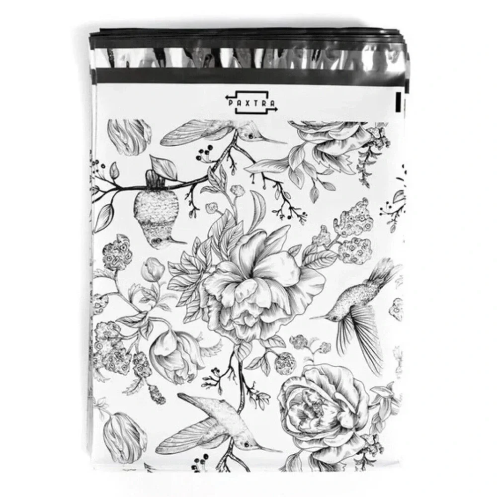 100 large polymailers 12x15 inches vintage birds boho print designer plastic bag